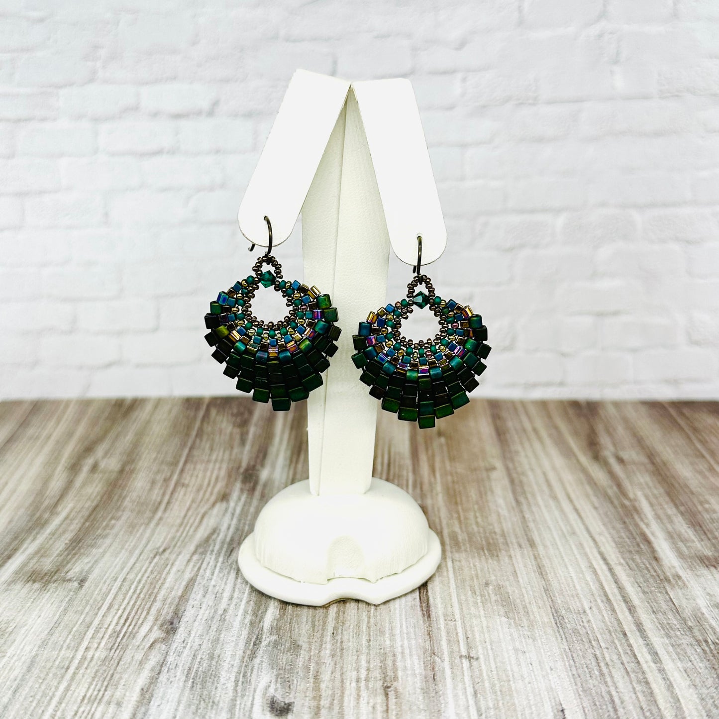 Forest Green Basket Earring - Medium