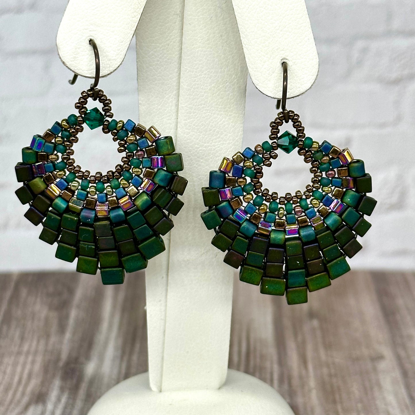 Forest Green Basket Earring - Medium