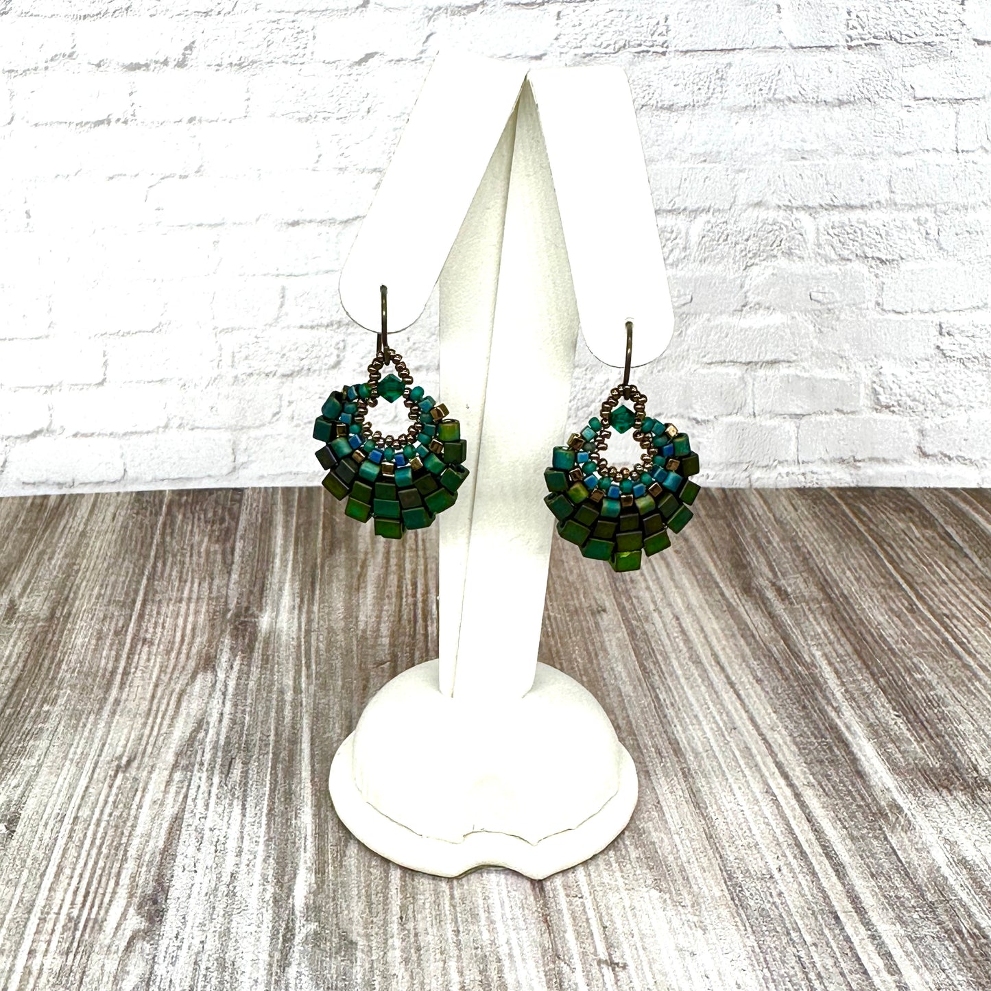 Forest Green Basket Earring - Small