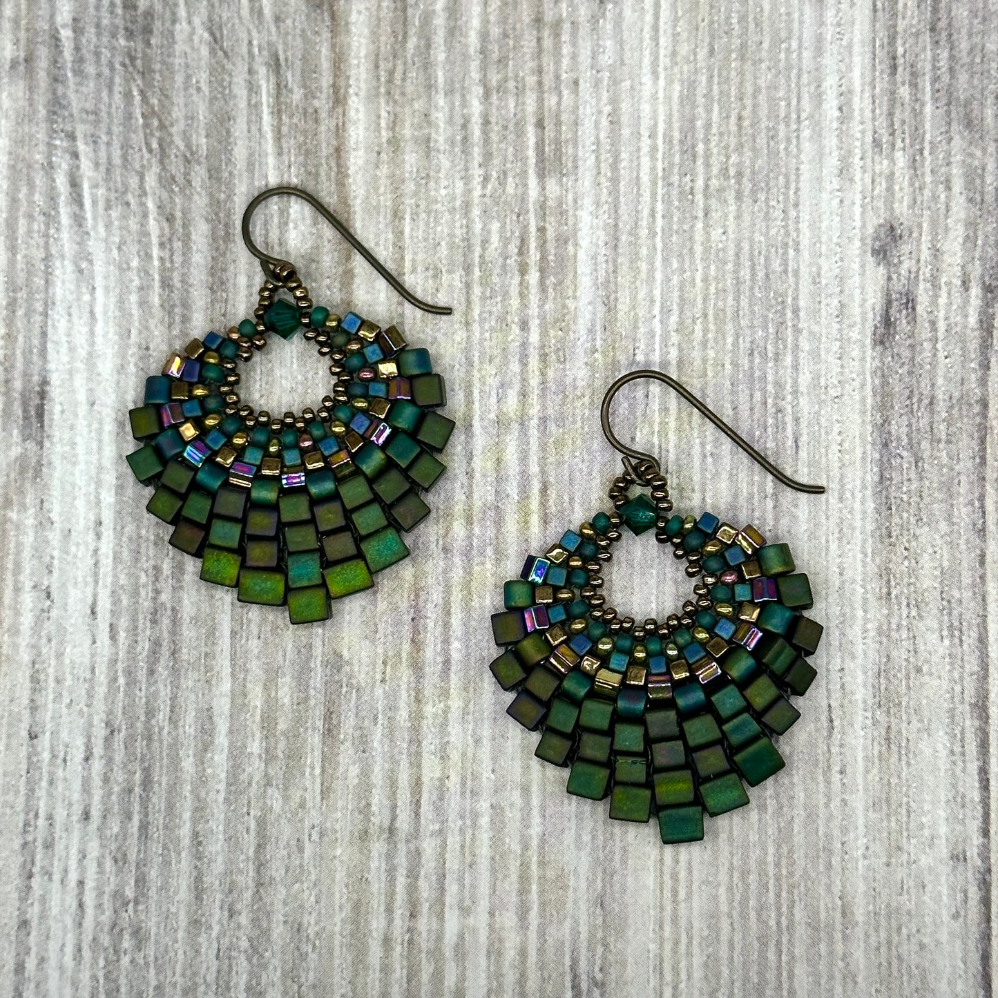 Forest Green Basket Earring - Medium