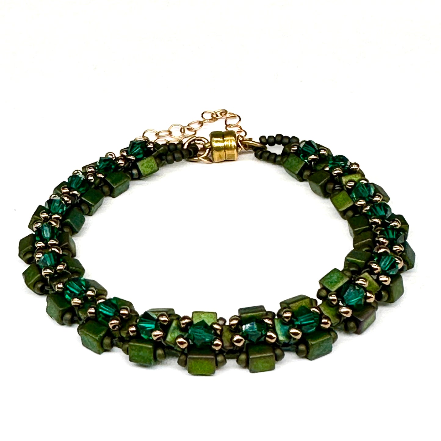 Forest Green Austrian Crystal Embellished Bracelet