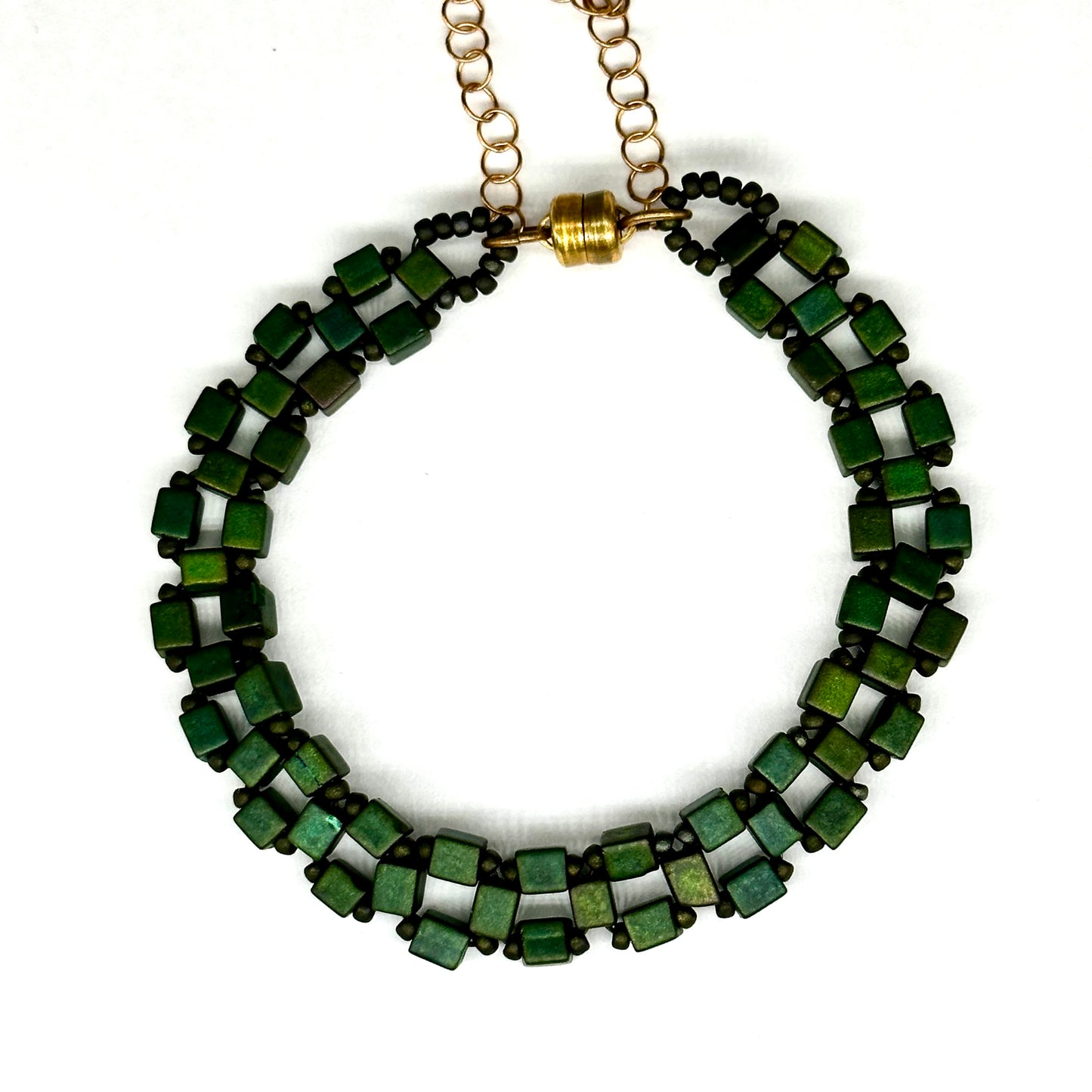 Forest Green  Flat Minimalist Bracelet