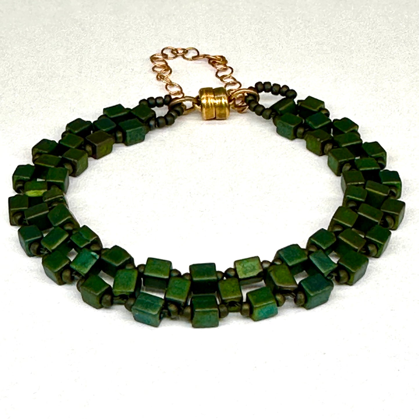 Forest Green Flat Minimalist Bracelet