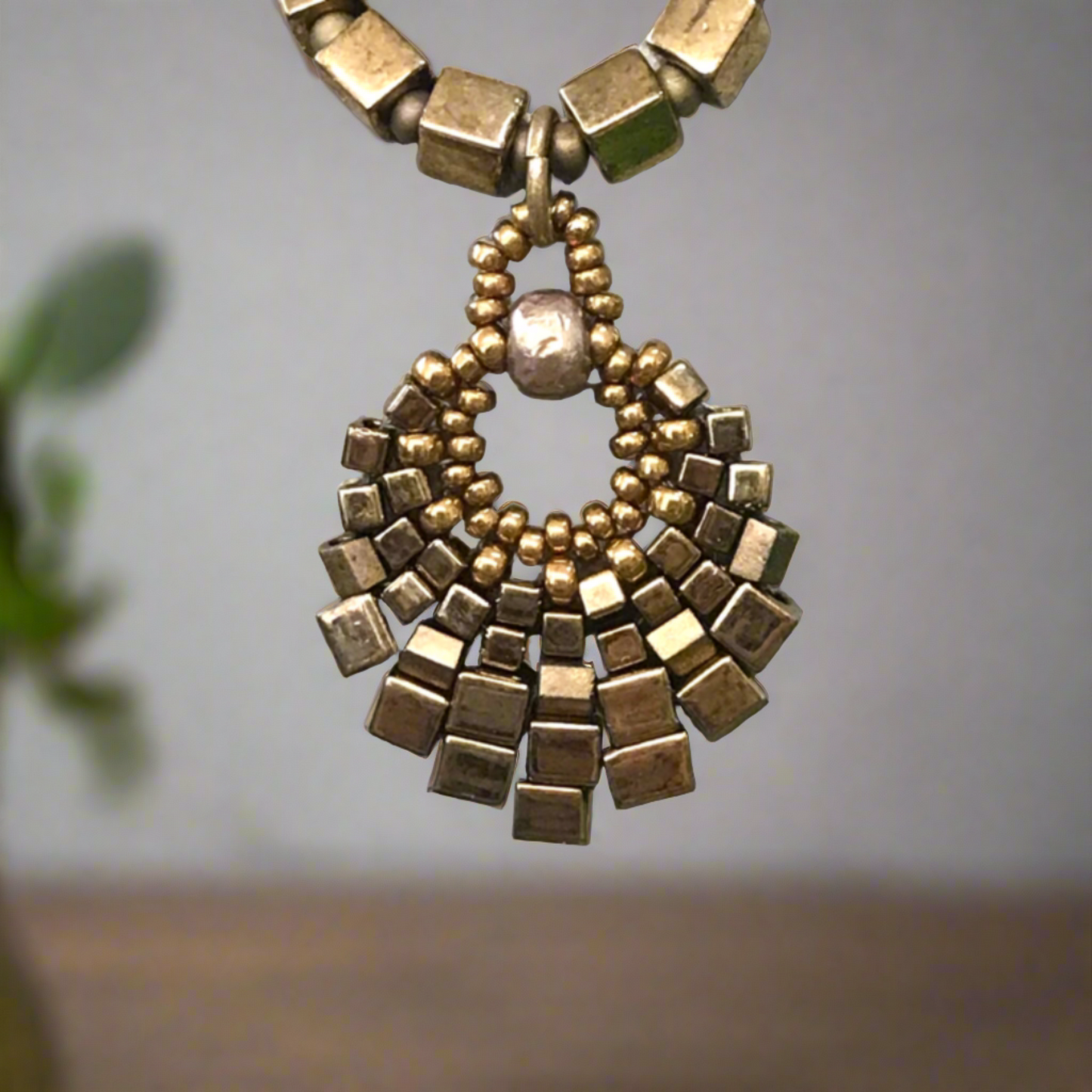 Small Brass Basket Necklace