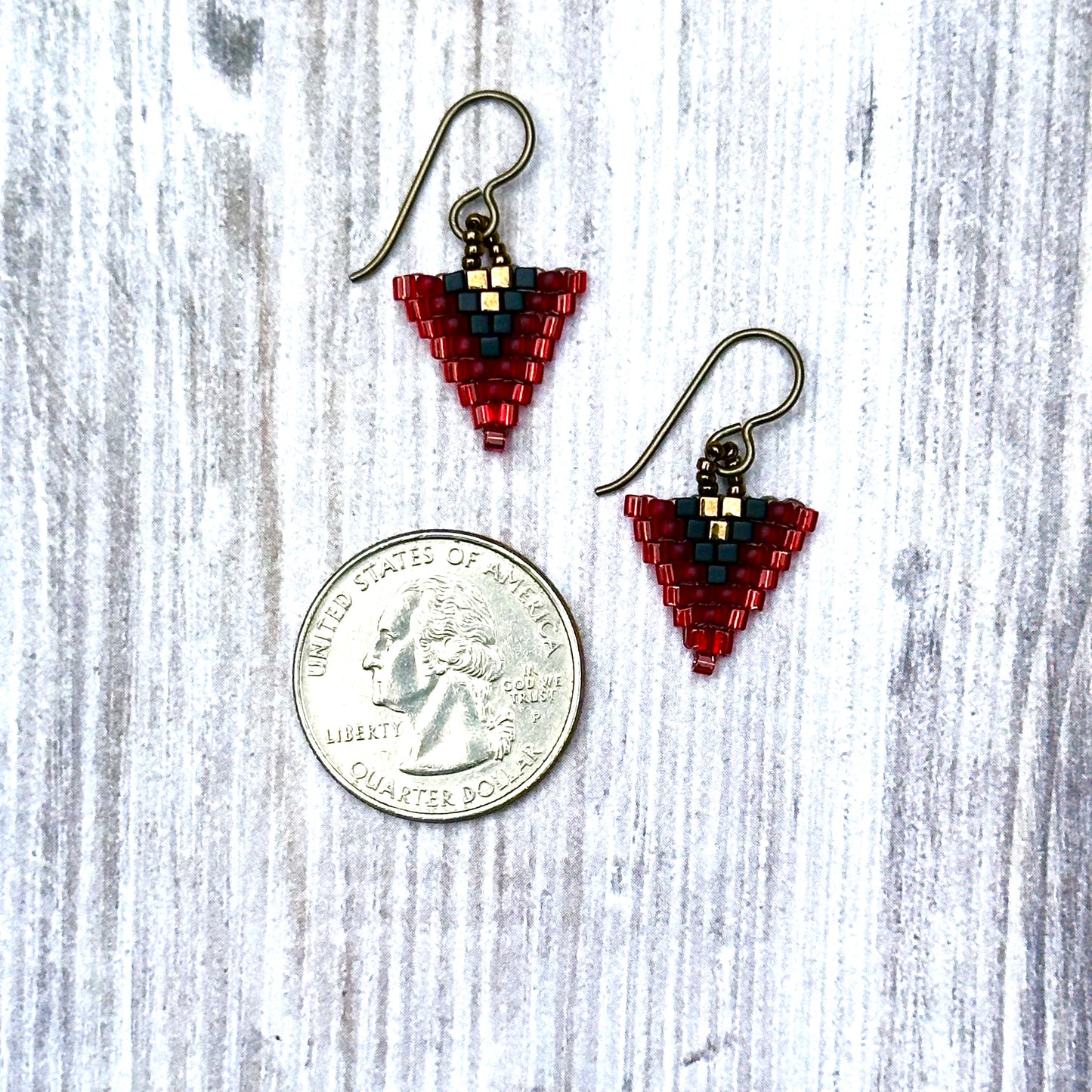 Red Multicolor Triangle Earrings