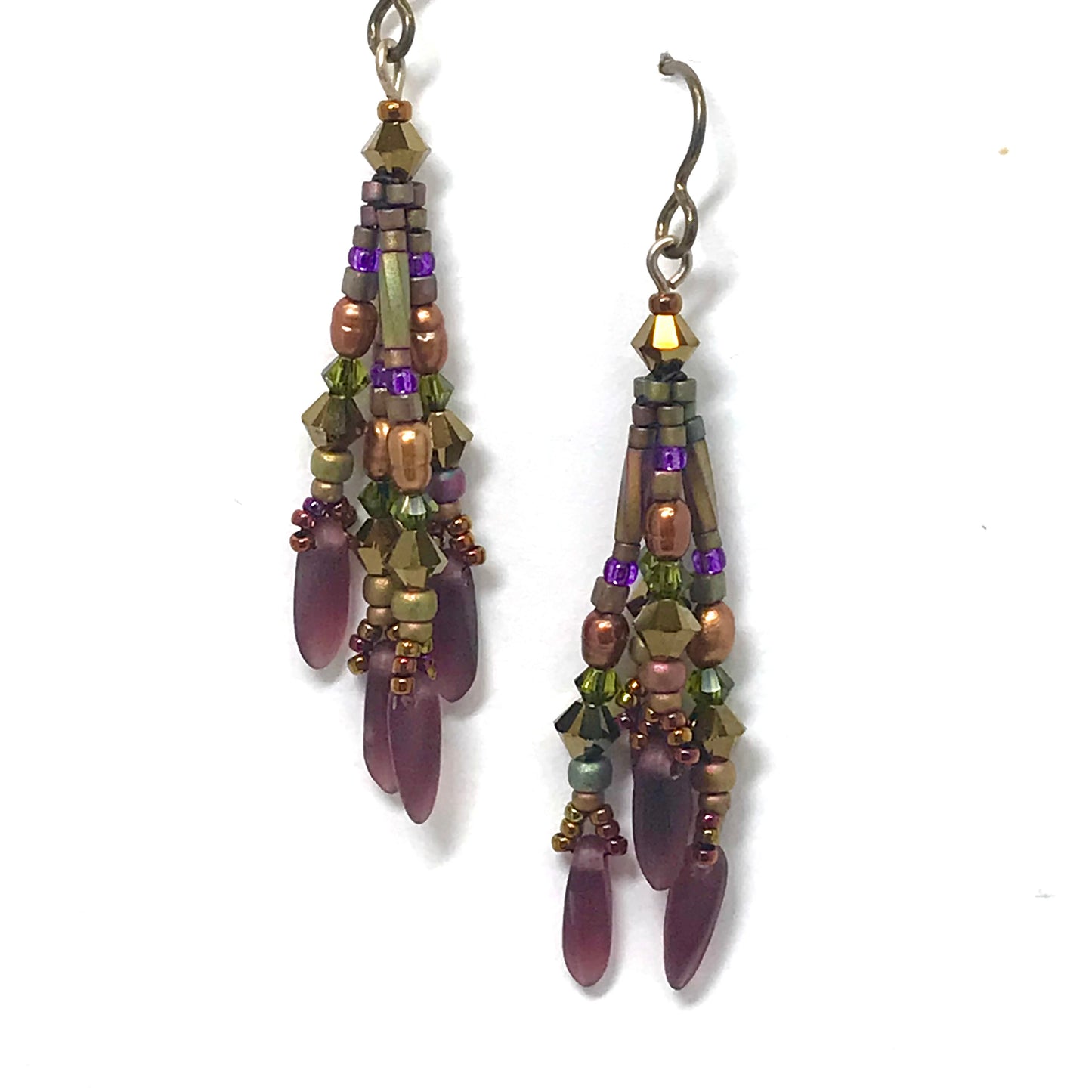 Iridescent Khaki Fringy Earrings
