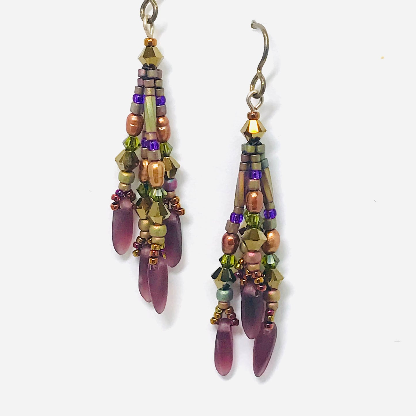 Iridescent Khaki Fringy Earrings
