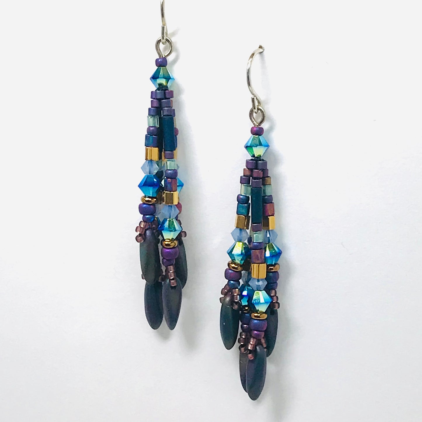 Iridescent Plum Fringy Earrings