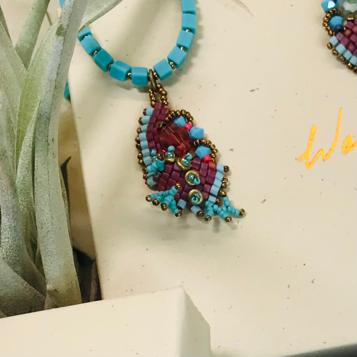 Salmon Mossy Nugget Necklace