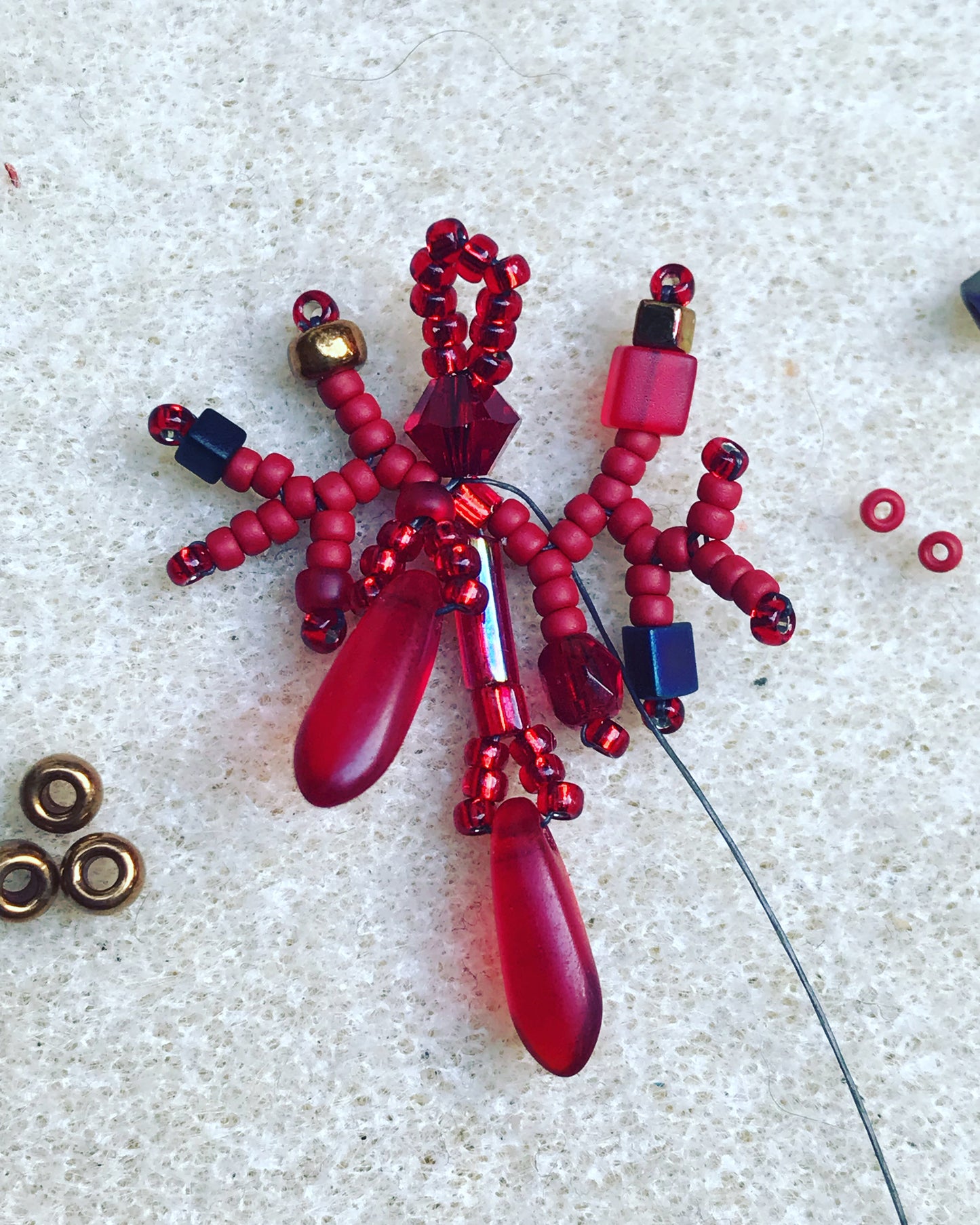 Red Branched Fringe Earrings