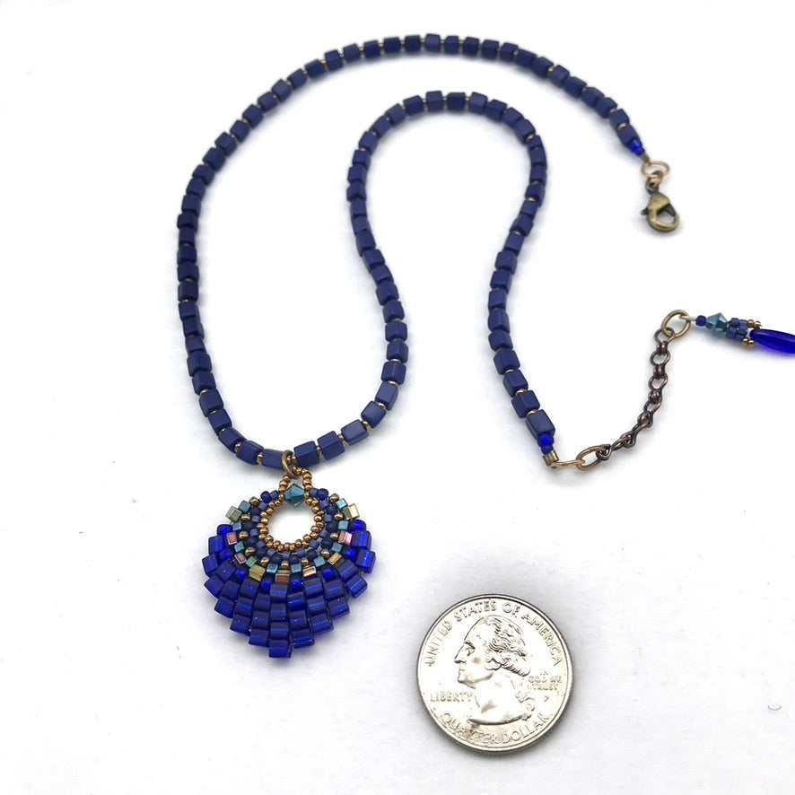 Medium Cobalt Blue Basket Necklace