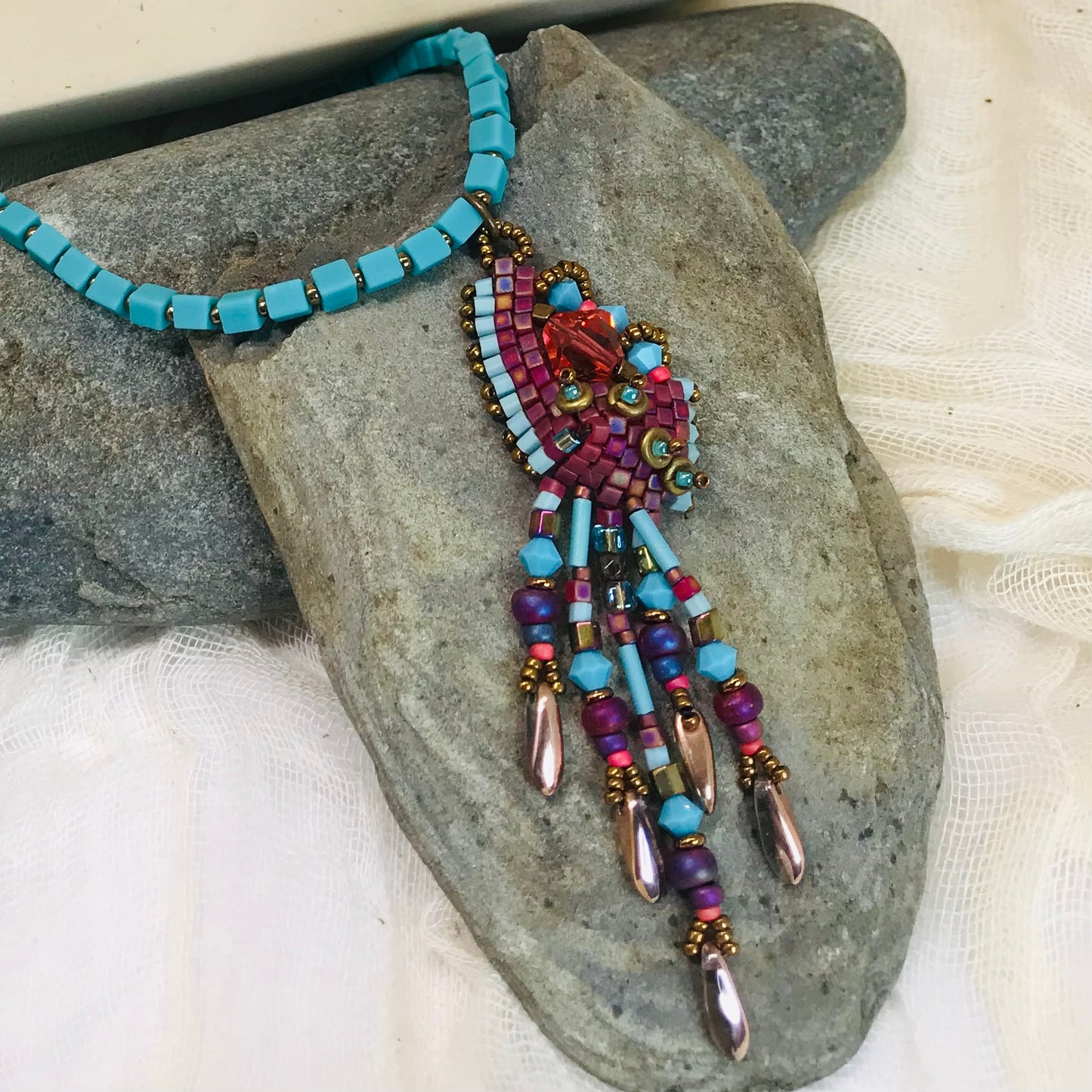 Salmon Drippy Nugget Necklace