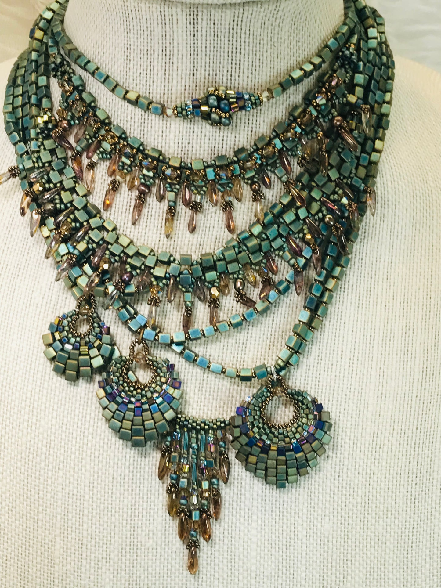 Fringy Patina Necklace - 7 strands