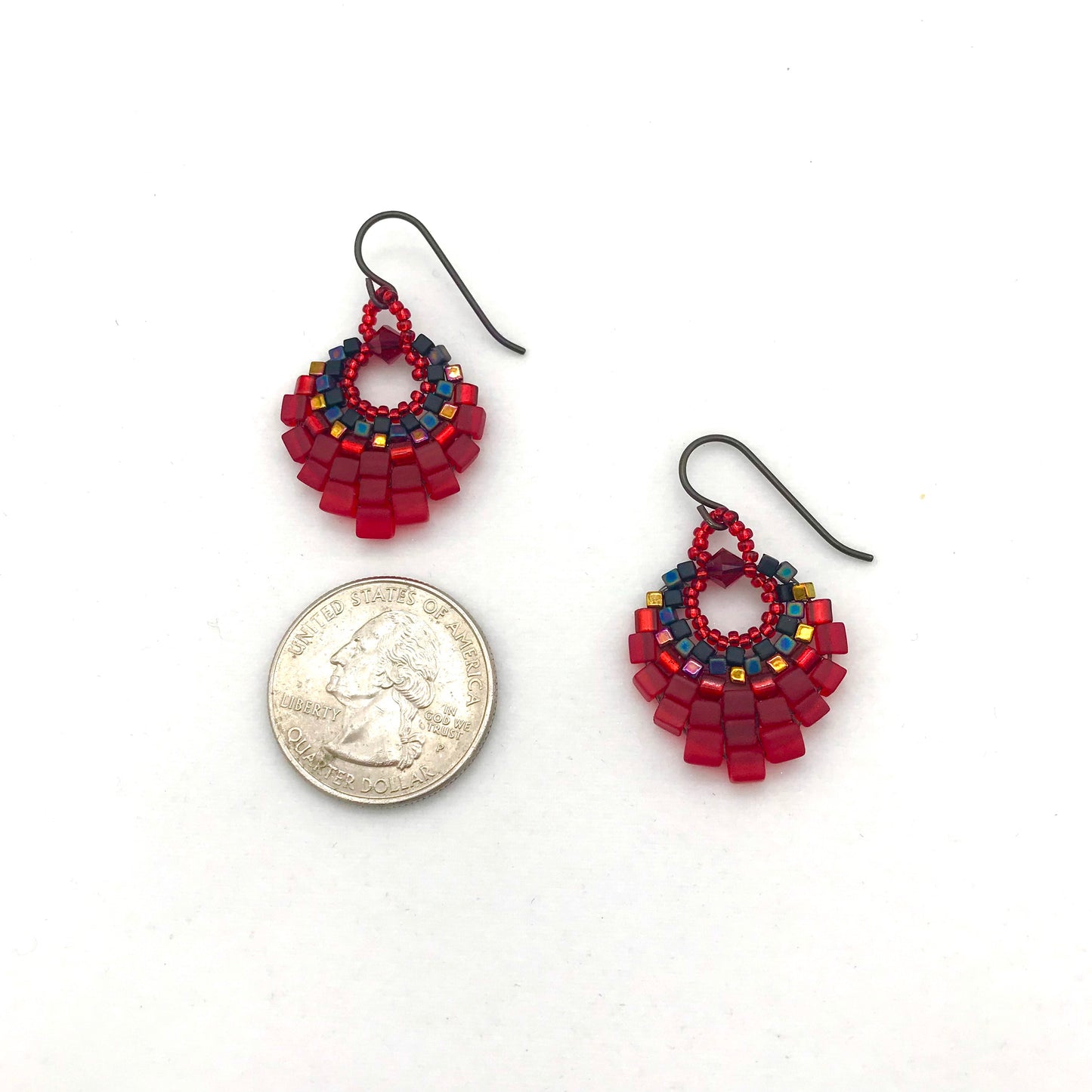 Small Red Basket Earrings