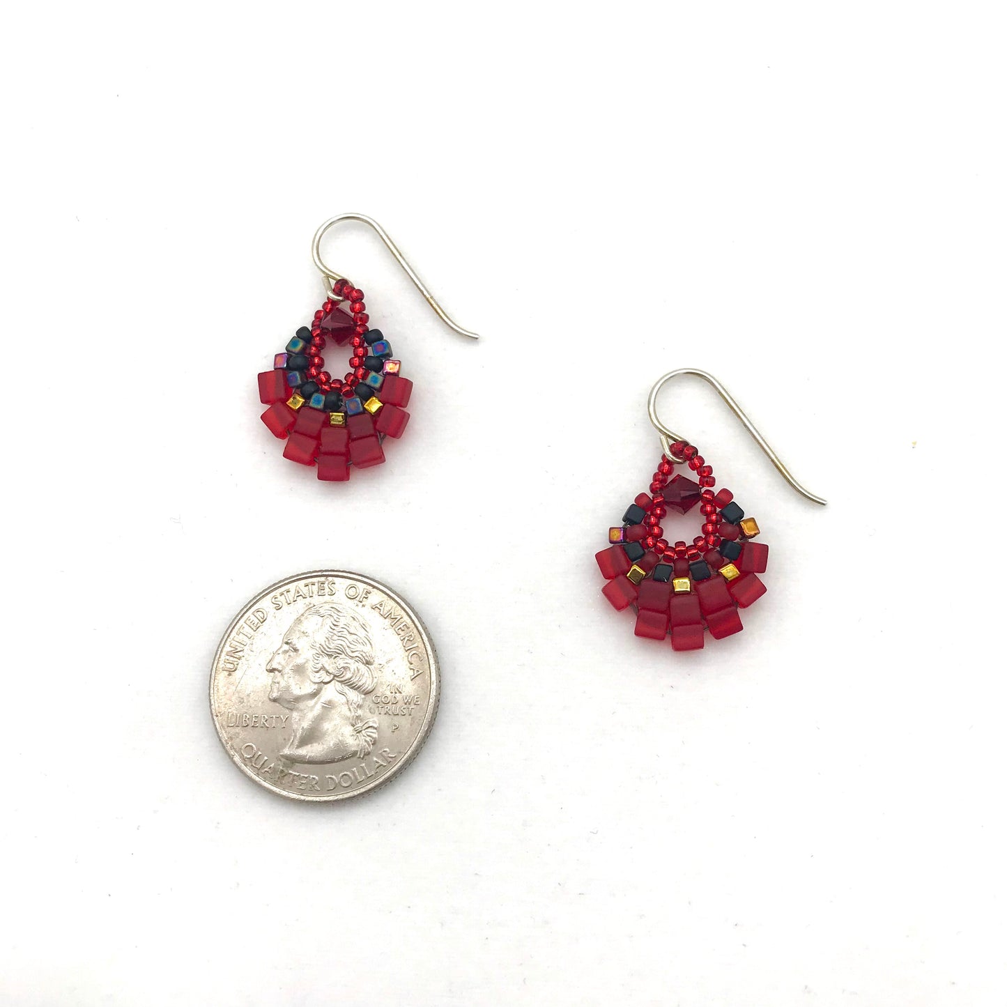Extra Small Red Basket Earrings