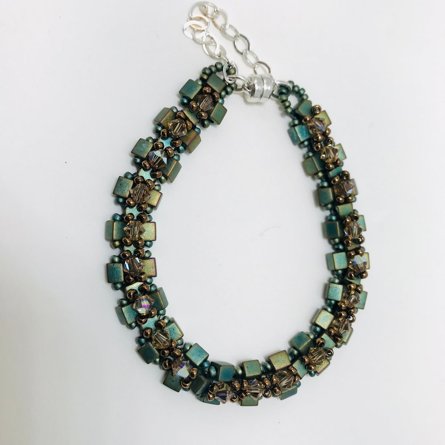 Patina Green Austrian Crystal Embellished Bracelet