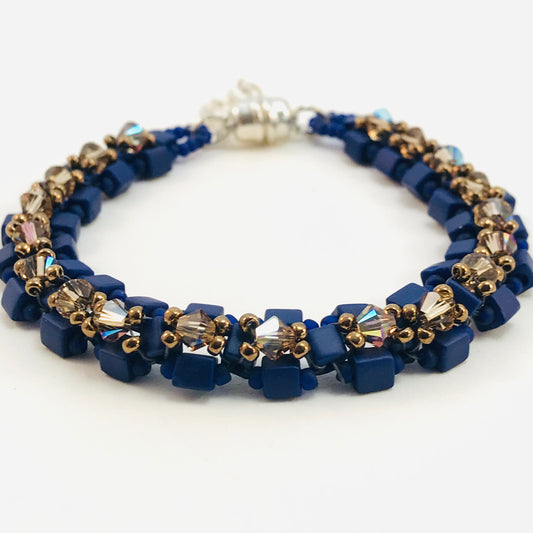 Midnight Blue with Topaz Austrian Crystal Embellished Bracelet