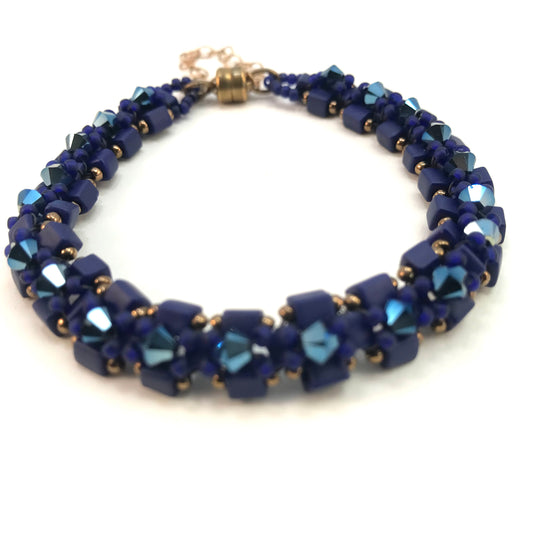 Midnight Blue with Navy Crystal Embellished Bracelet