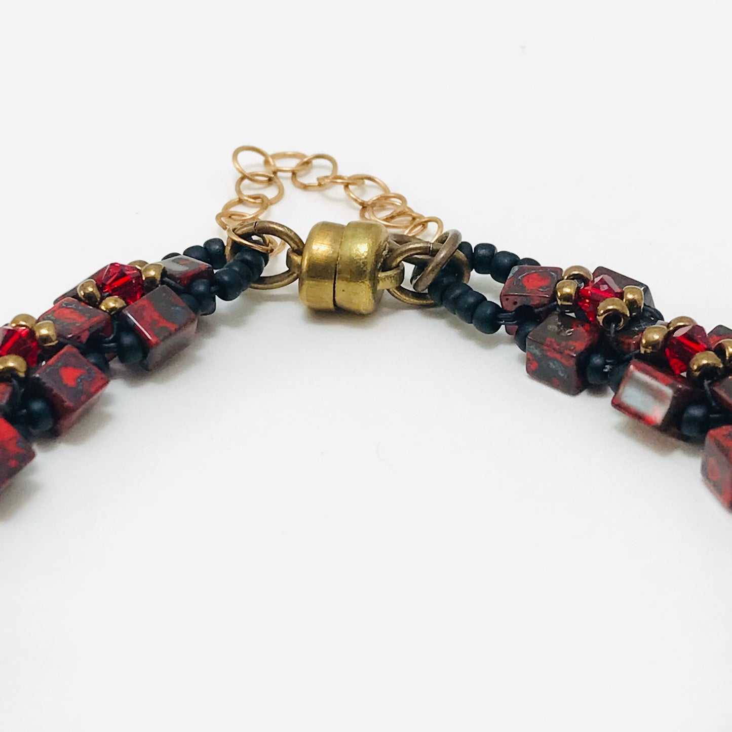 Picasso Red with Red Austrian Crystal Embellished Bracelet