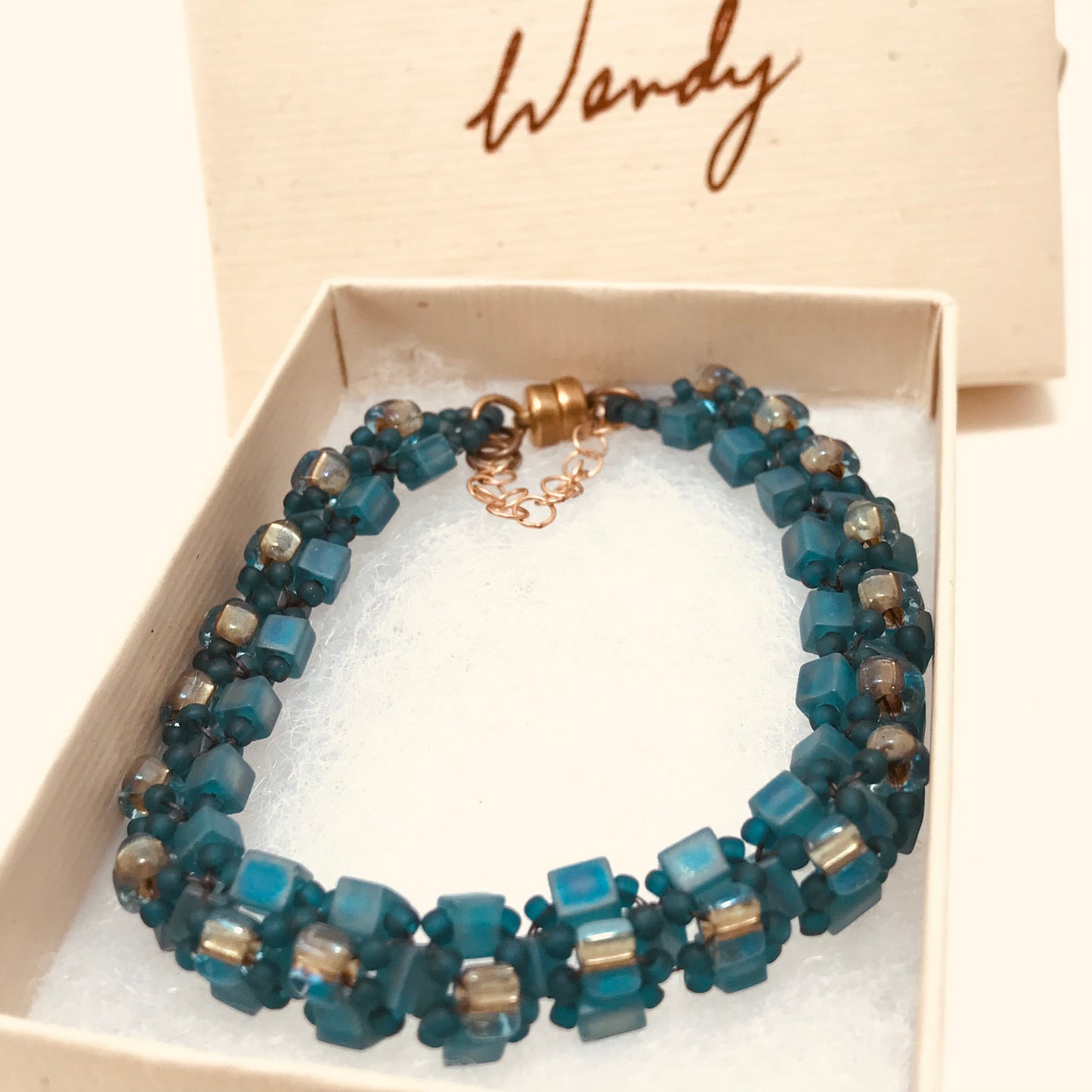 Ocean Teal Art Bead Bracelet