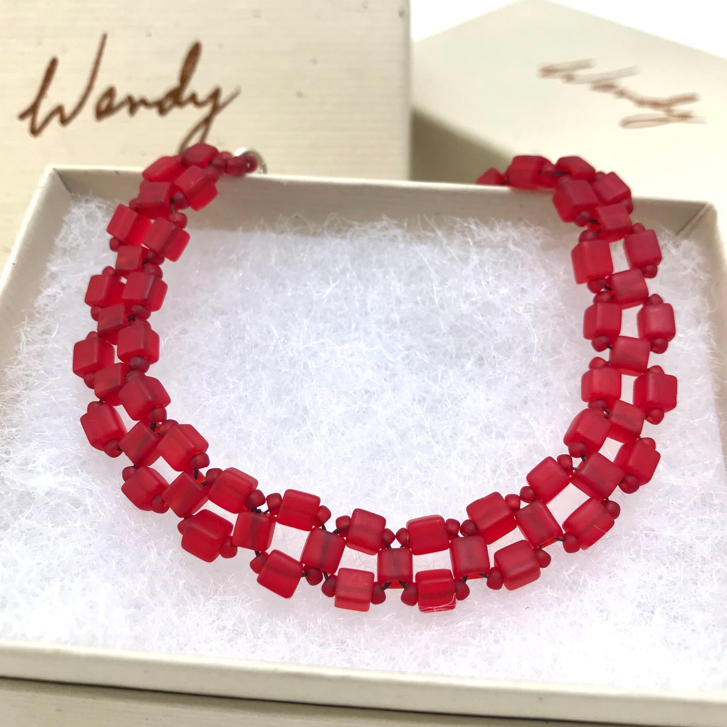 Red Flat Minimalist Bracelet