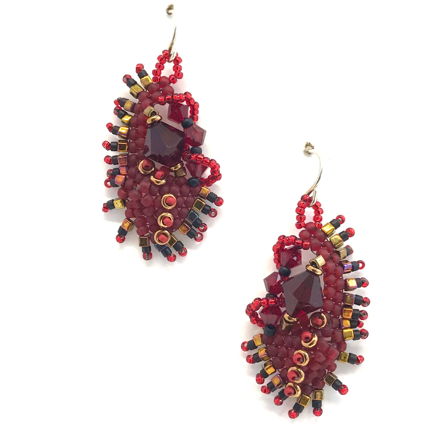 Red Spiky Nugget Earrings