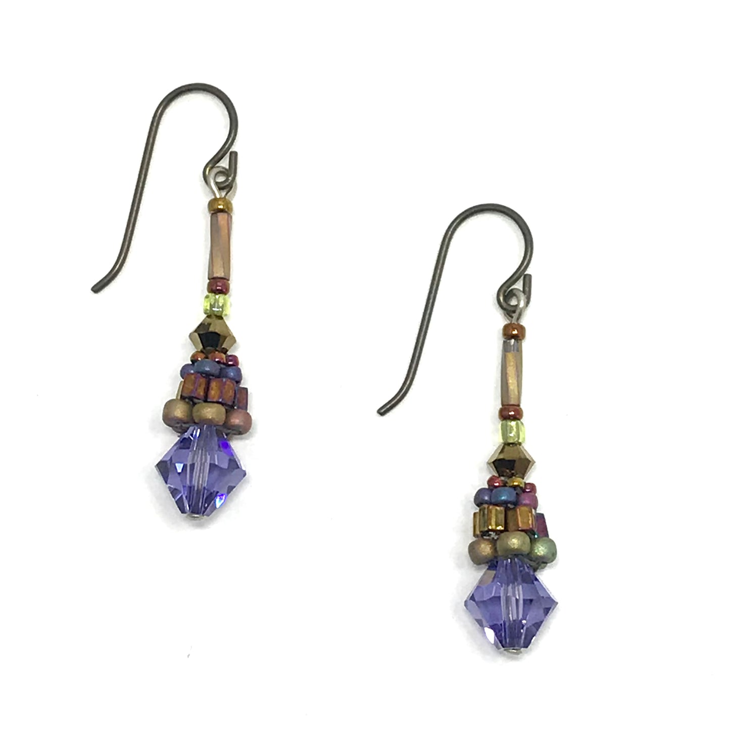 Khaki and Lavender Stick Earrings