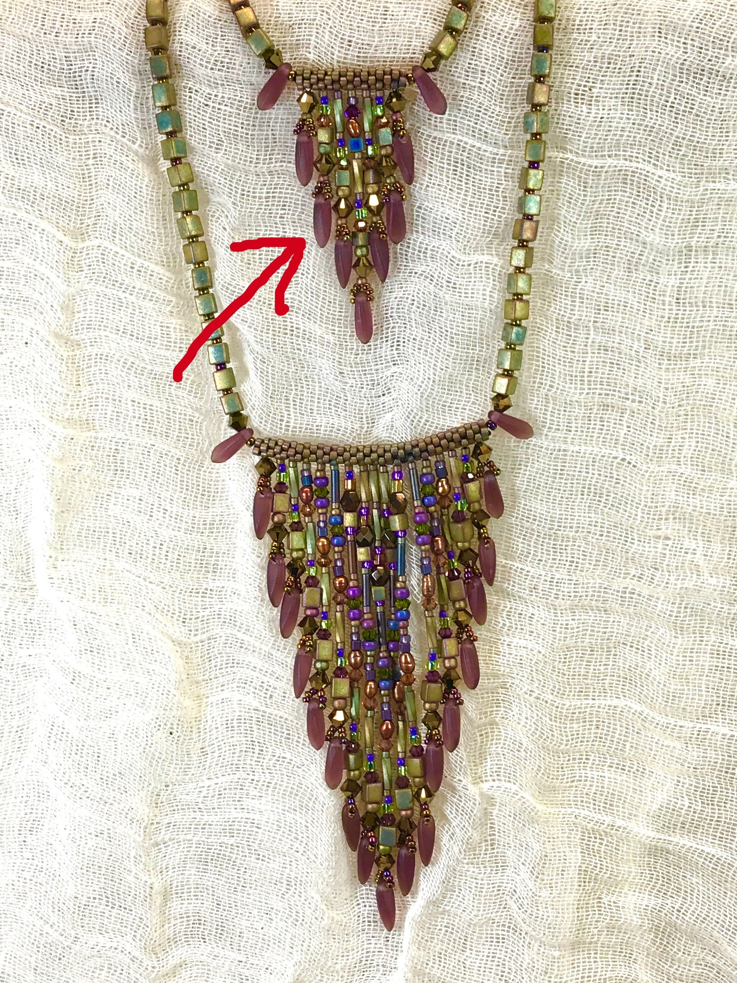 Fringy Matte Metallic Khaki Necklace - 7 strands