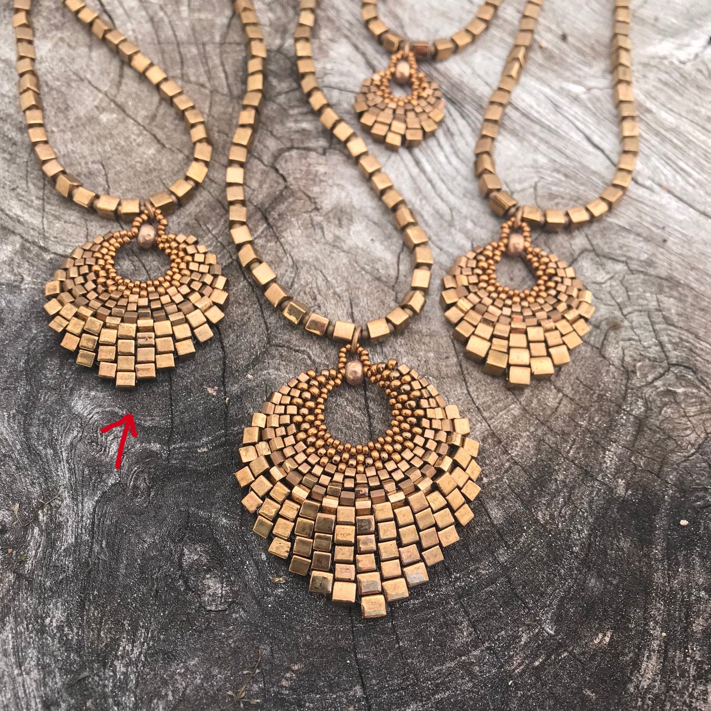 Large Brass Basket Necklace