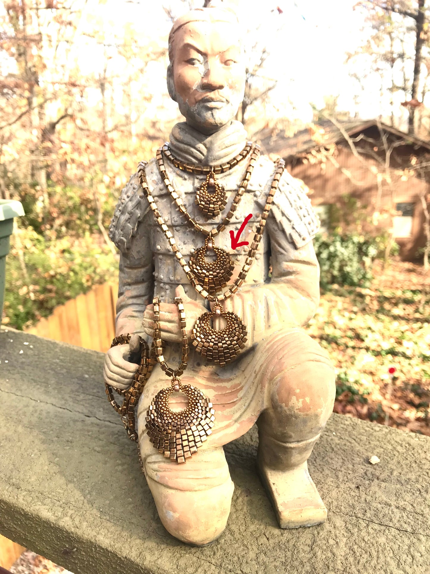 Medium Brass Basket Necklace