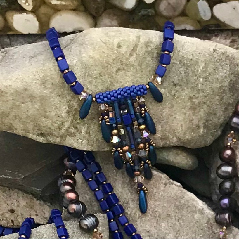 Montana Blue Fringy Necklace - 7 strands