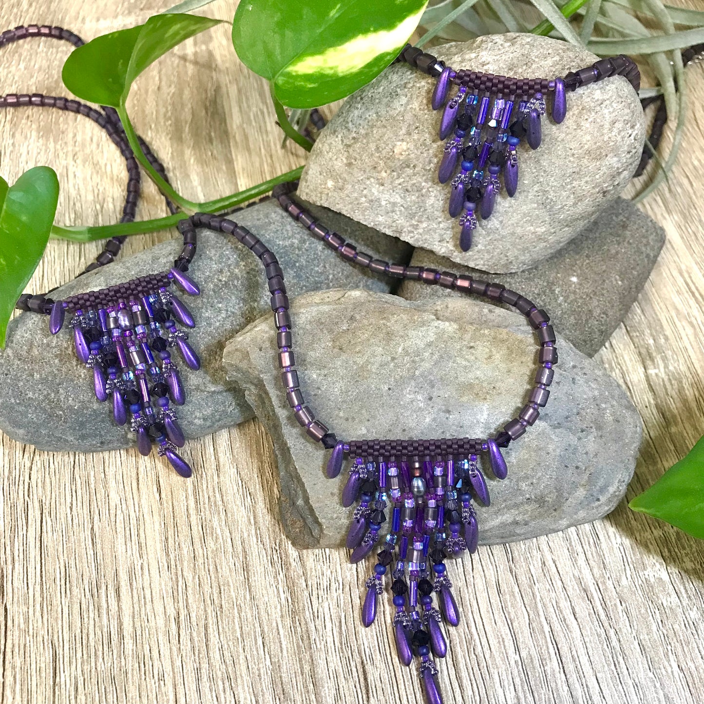 Fringy Purple Necklace - 11 strands
