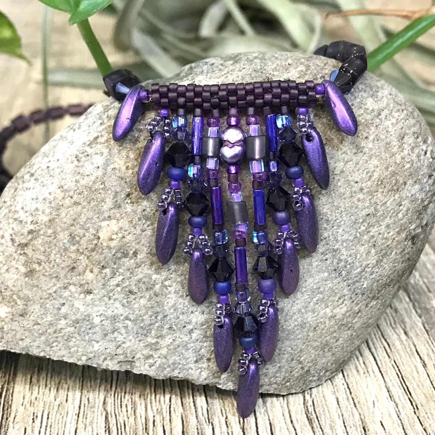 Fringy Purple Necklace - 9 strands