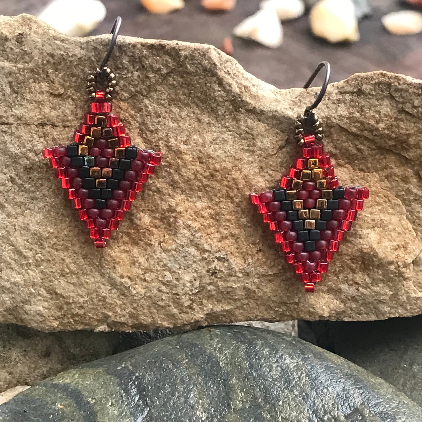 Red Power Points Earrings - Medium