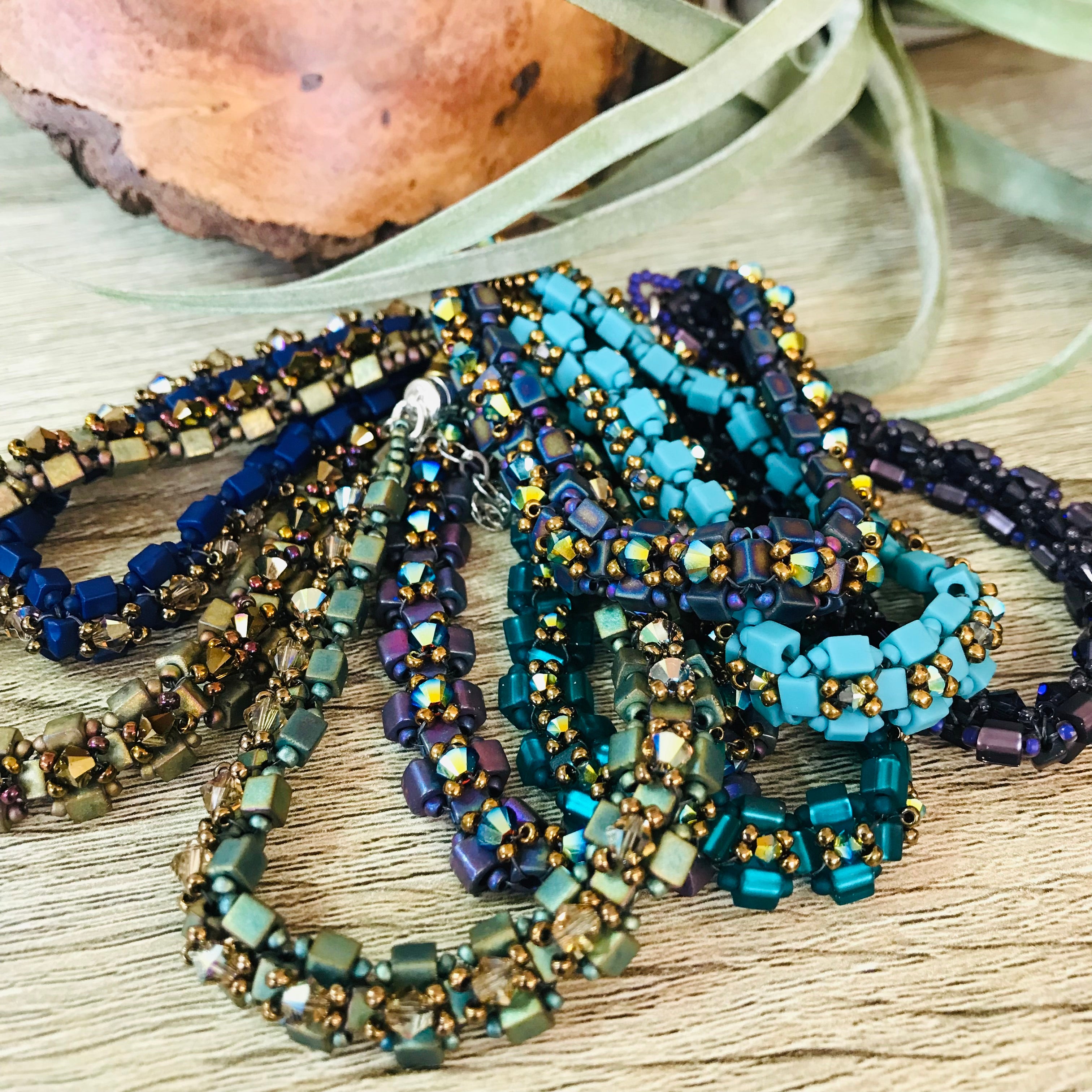 Teal adjustable bracelet - Blue seed beads bracelet - Miyuki beaded - Ruby  Lane