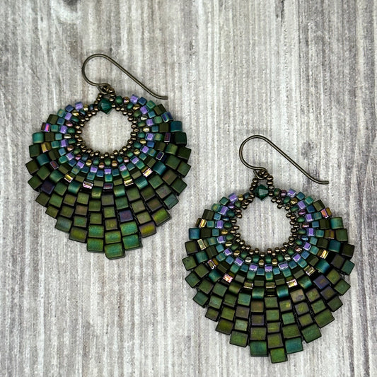 Forest Green Basket Earring - So Extra