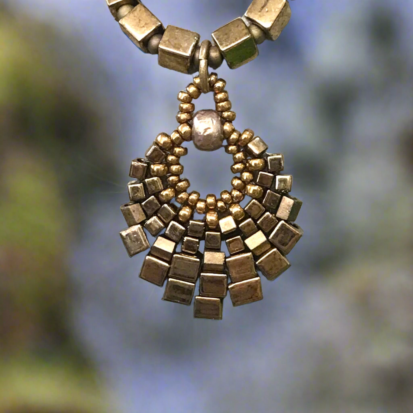 Small Brass Basket Necklace