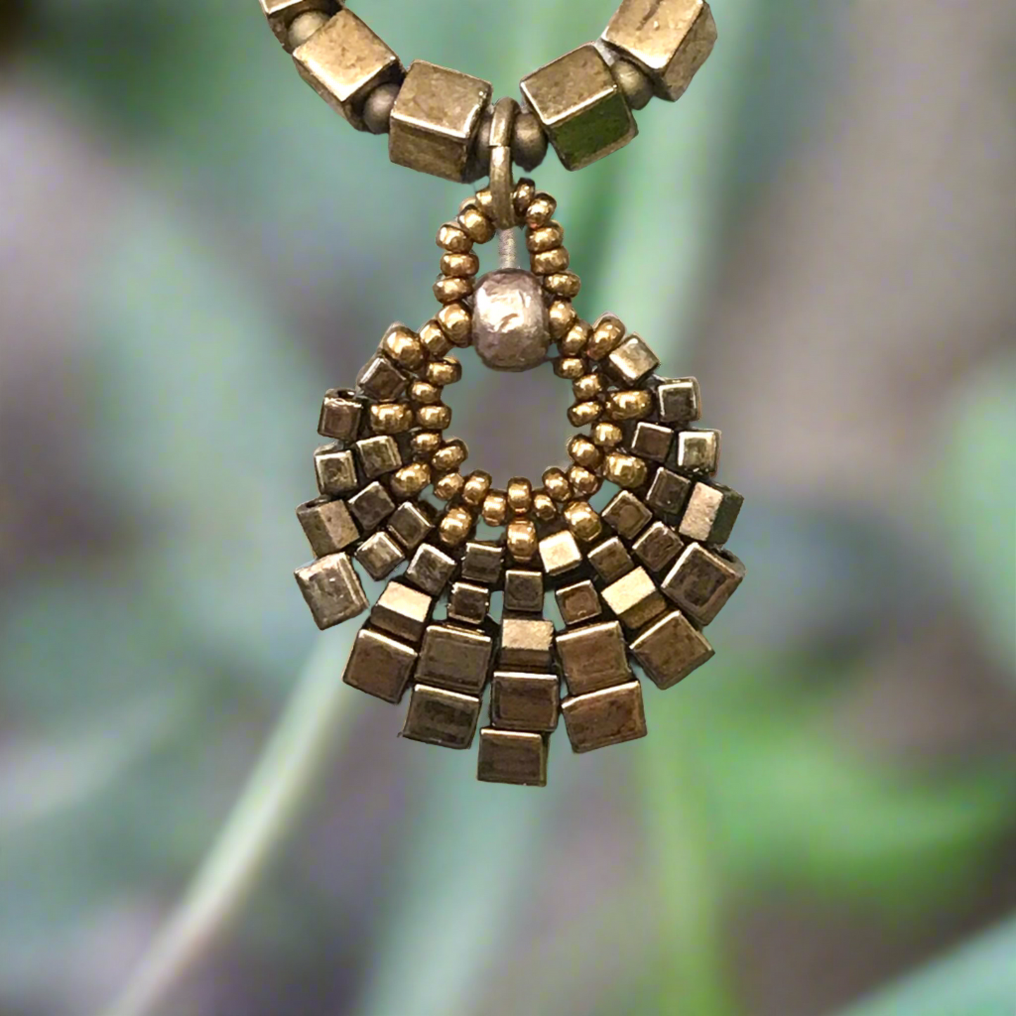 Small Brass Basket Necklace