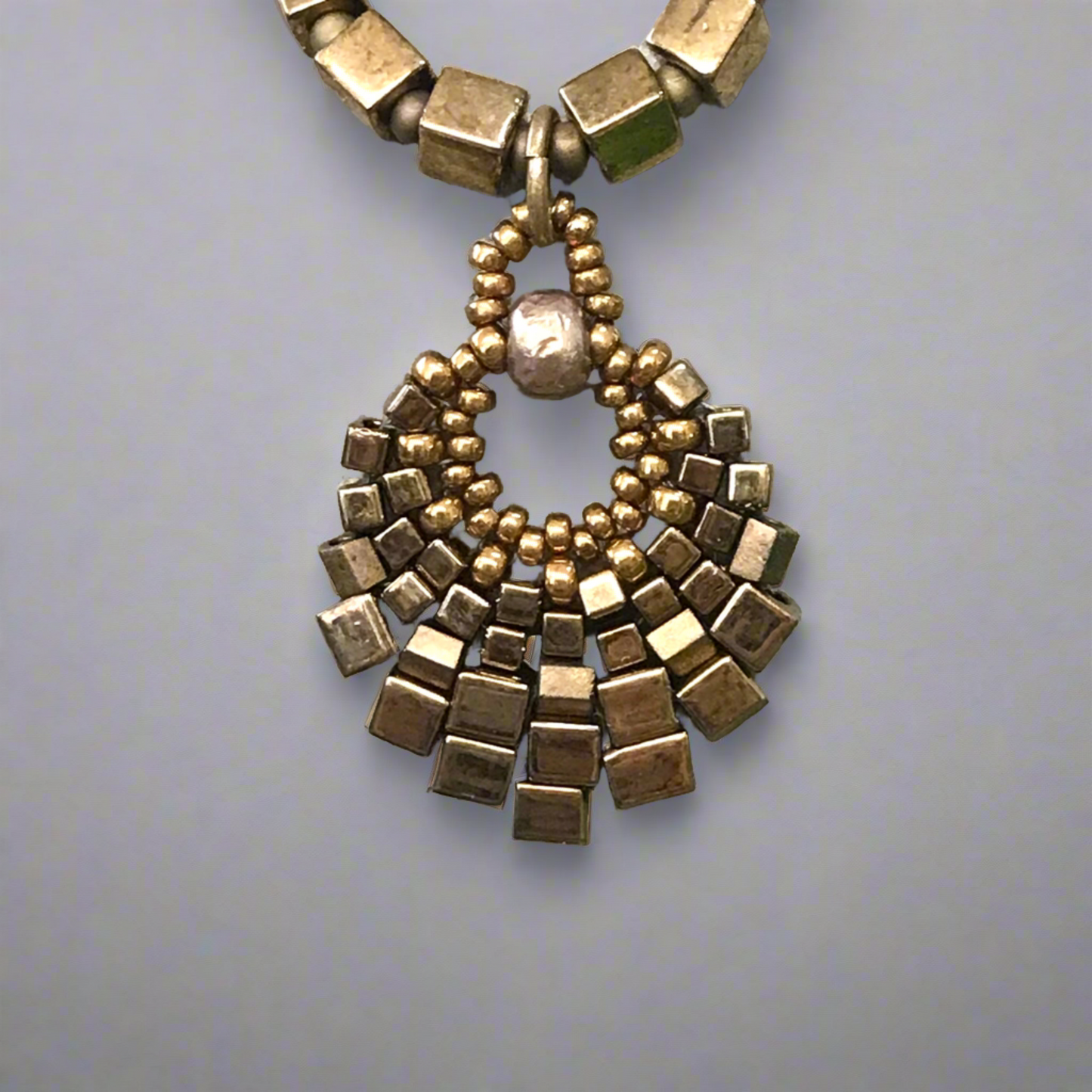 Small Brass Basket Necklace