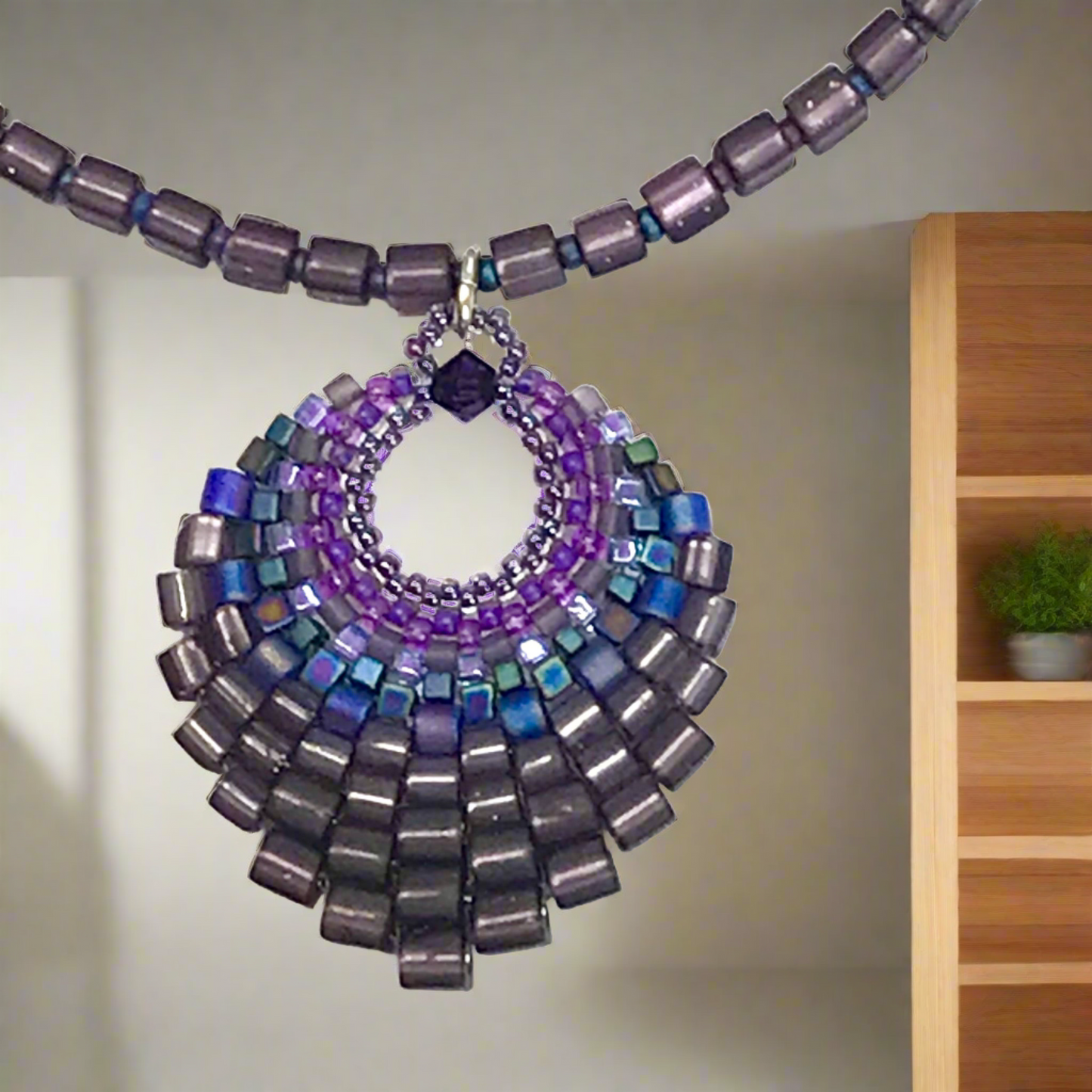 Large Purple Basket Necklace