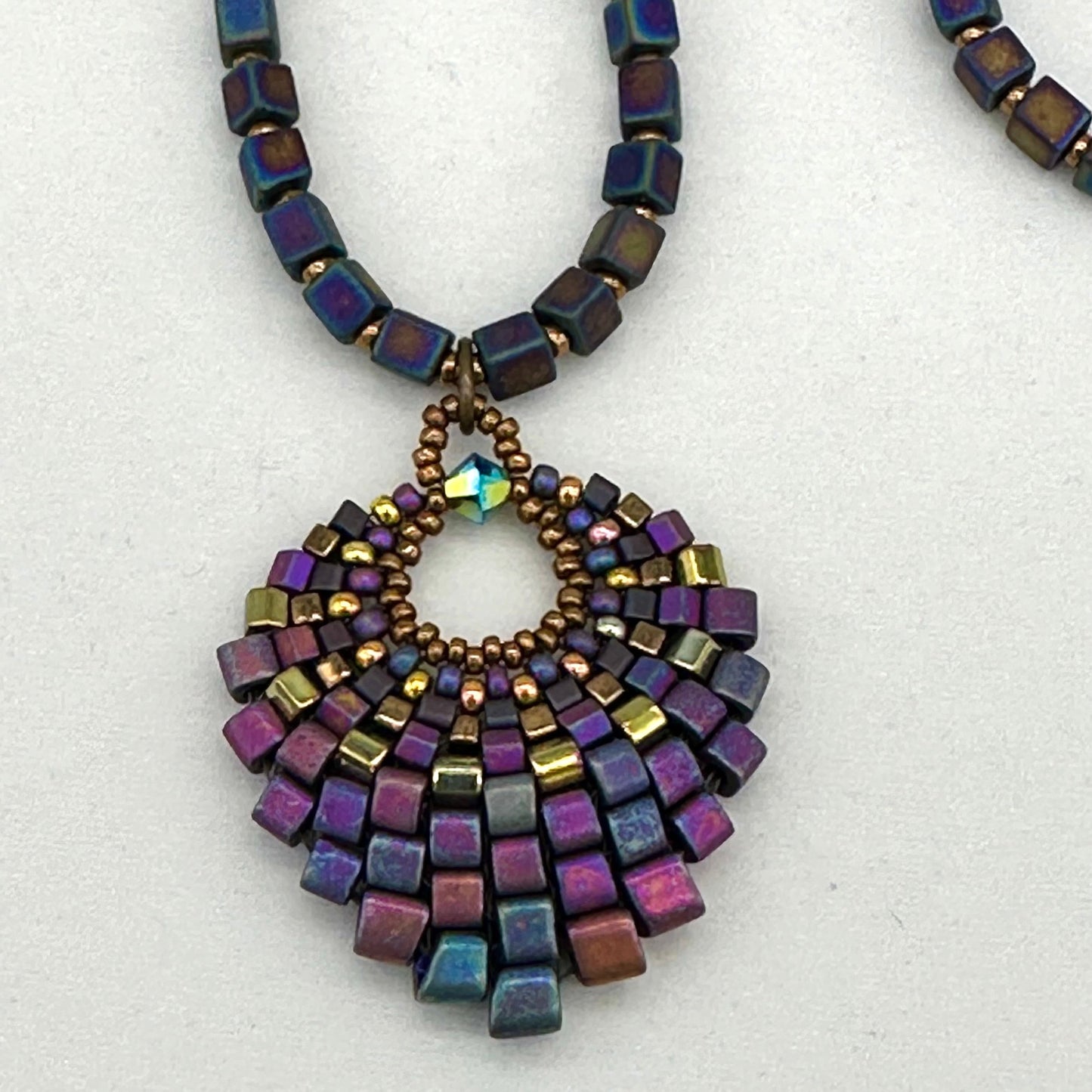 Medium Iridescent Plum Basket Necklace