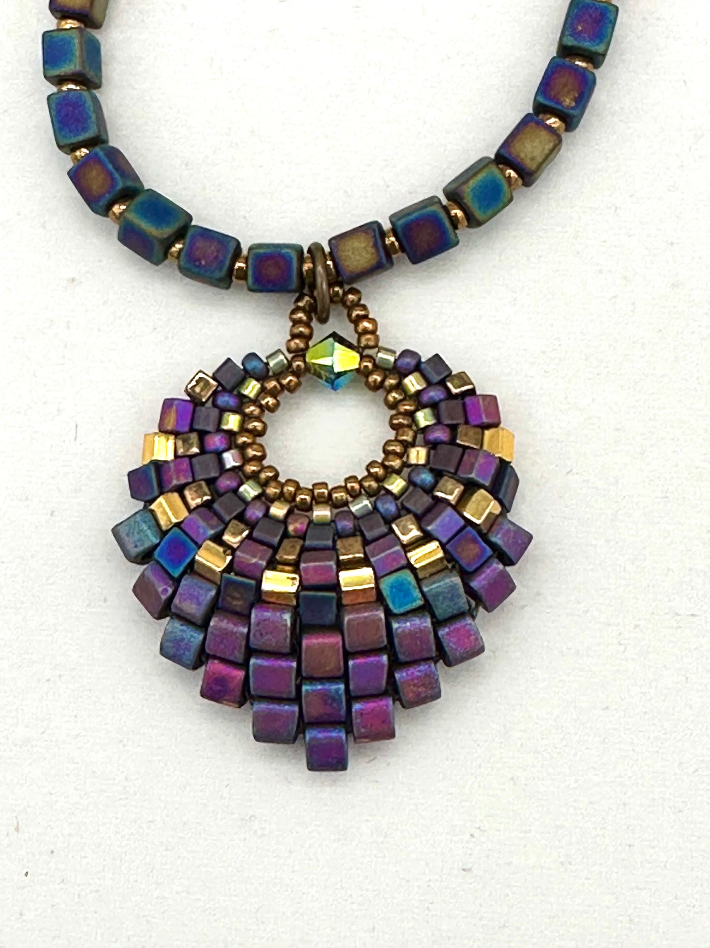 Medium Iridescent Plum Basket Necklace