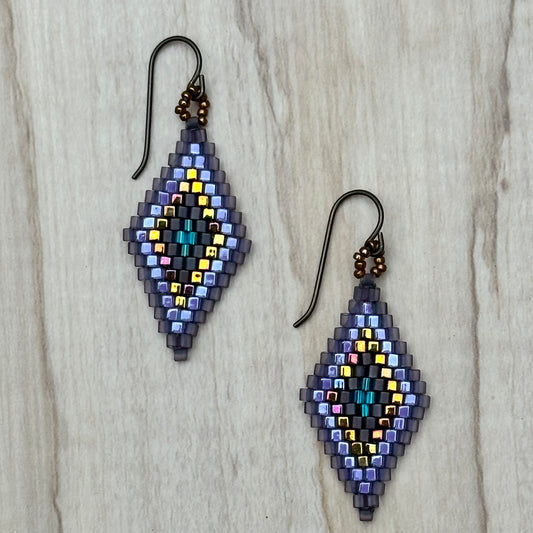 Diamond God's Eye Earrings - Small Purple