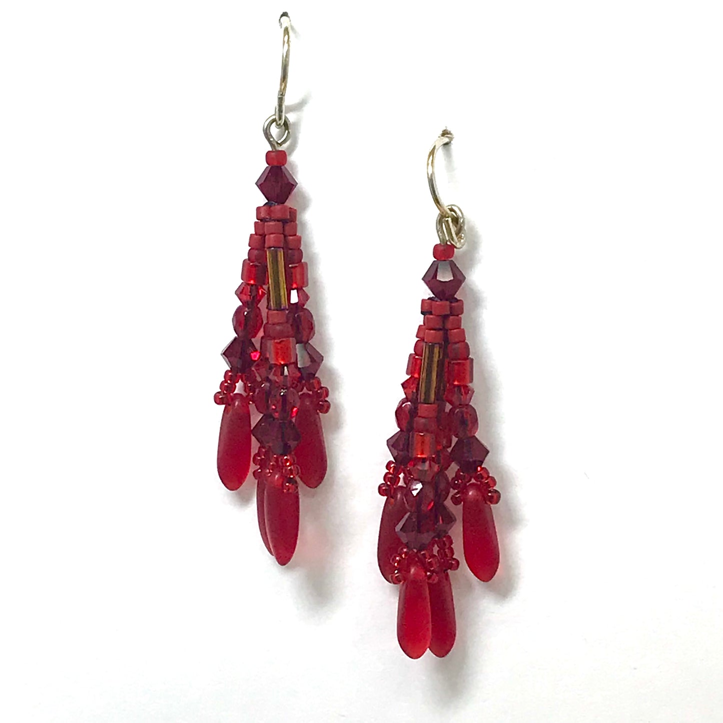 Red Fringy Earrings