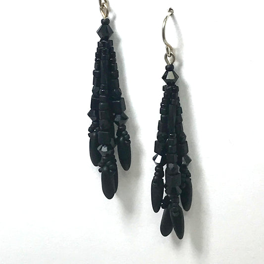 Black Fringy Earrings