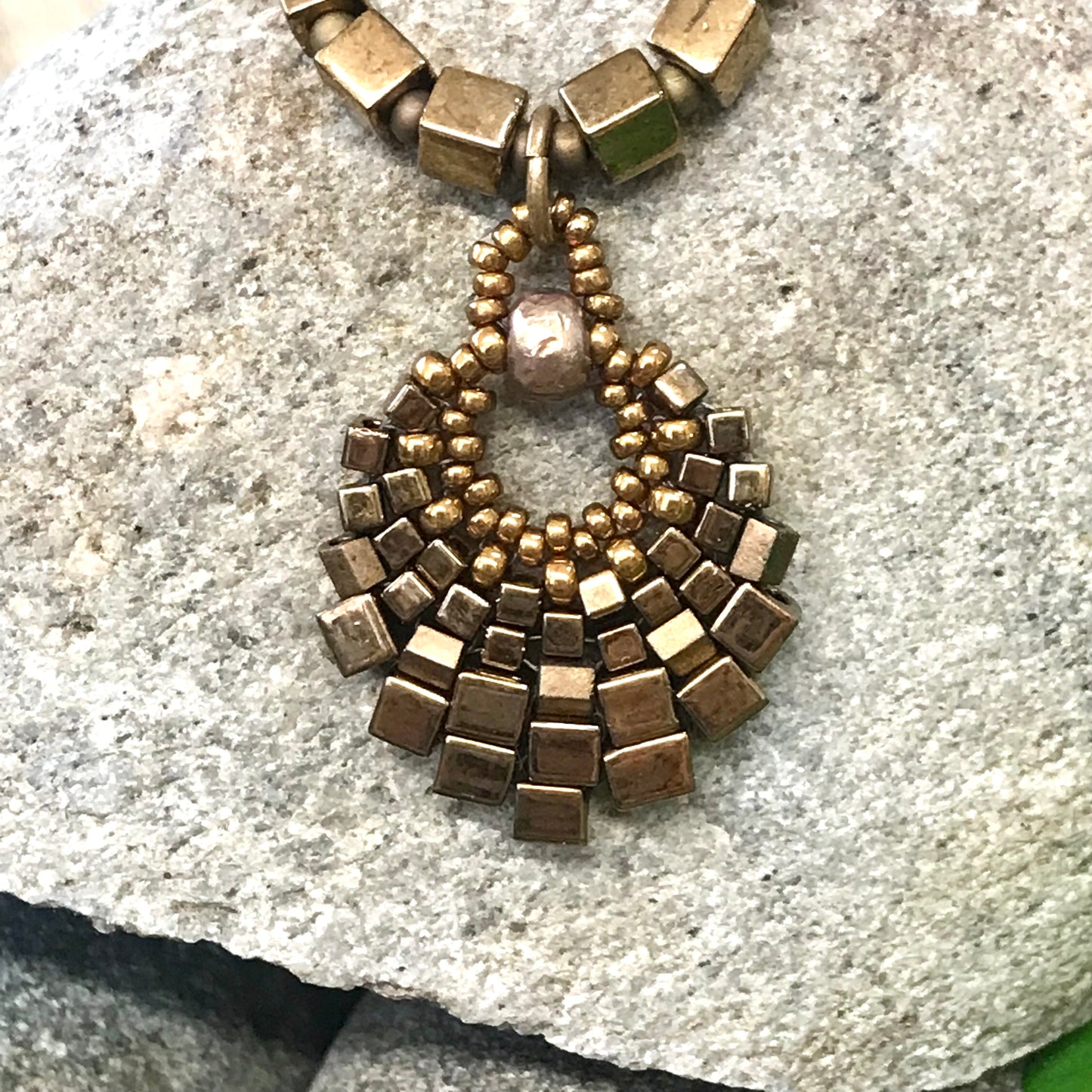 Small Brass Basket Necklace