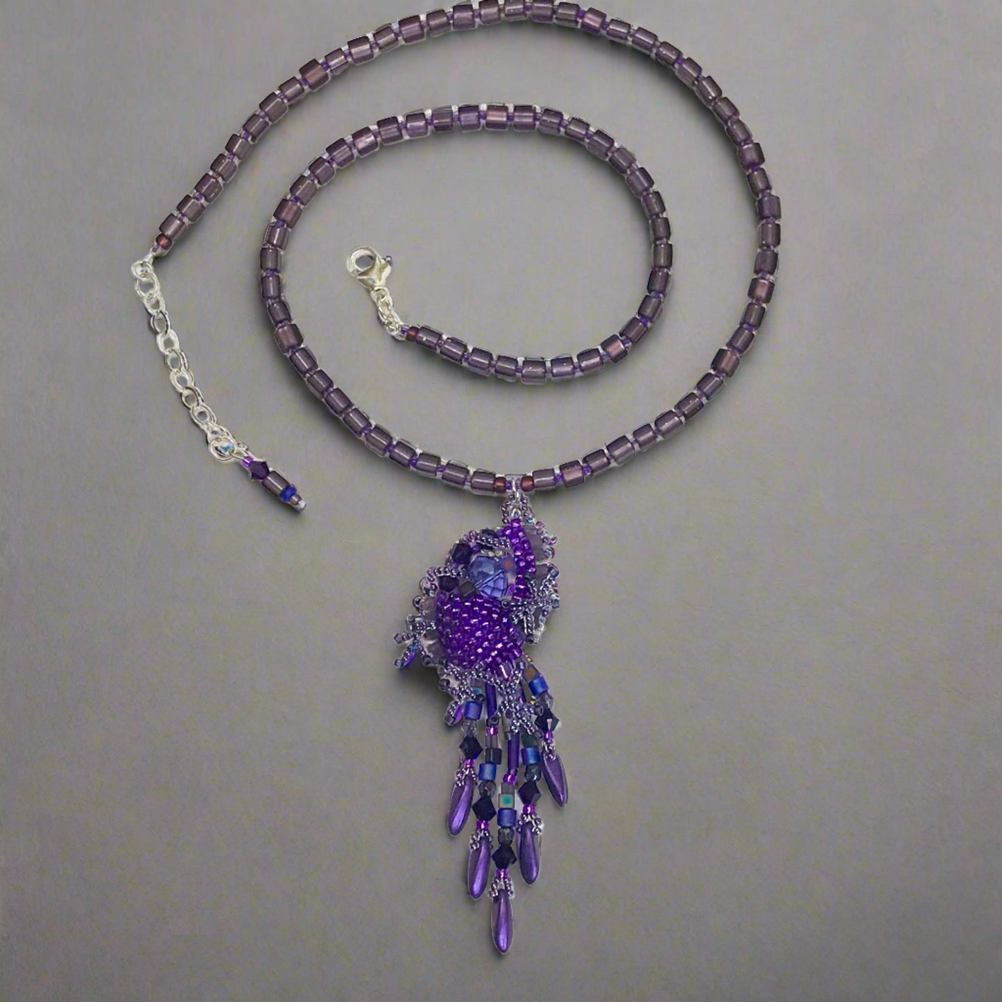 Purple Drippy Mossy Nugget Necklace