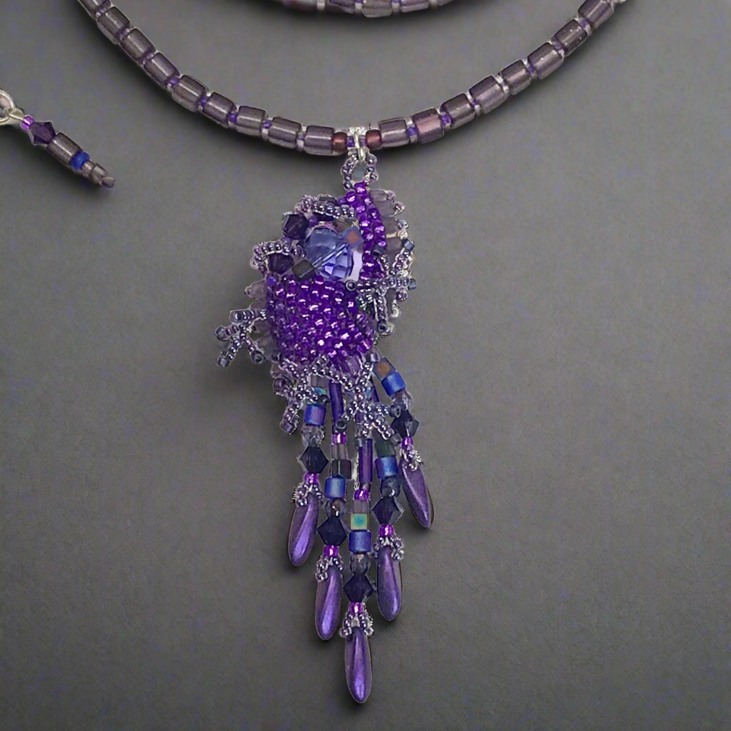 Purple Drippy Mossy Nugget Necklace