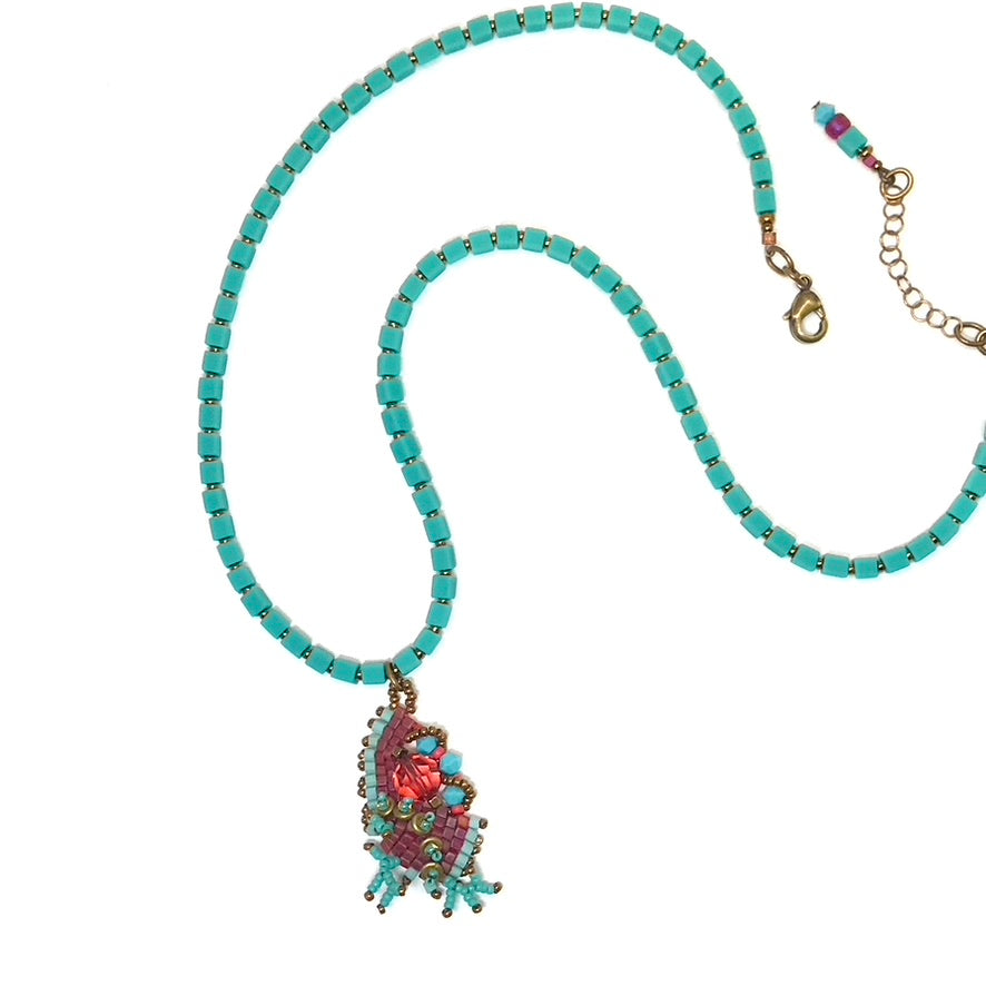 Salmon Mossy Nugget Necklace