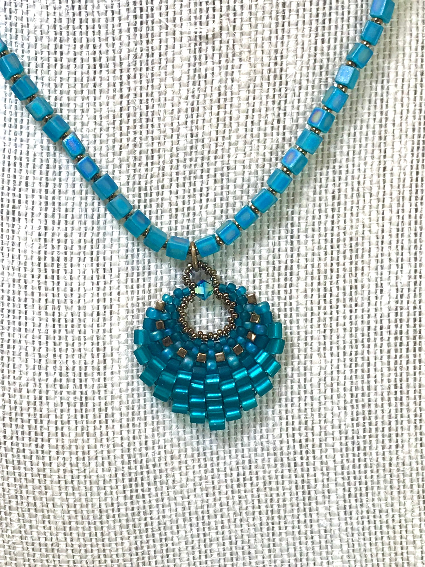 Medium Teal Basket Necklace
